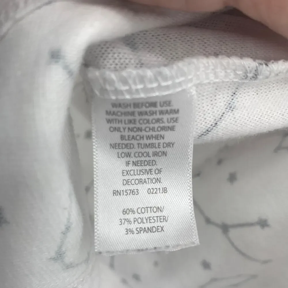 Hanes Bodysuit Star Constellations Print White Long Sleeve 12 months